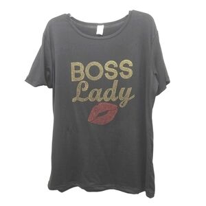 *T25227 NWT Black Bling Boss Lady Tee